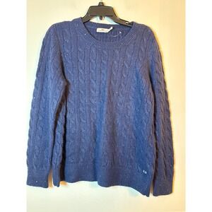 Vineyard Vines Cable Knit Sweater Womens XL Navy Blue Sequin Shimmer Wool Blend